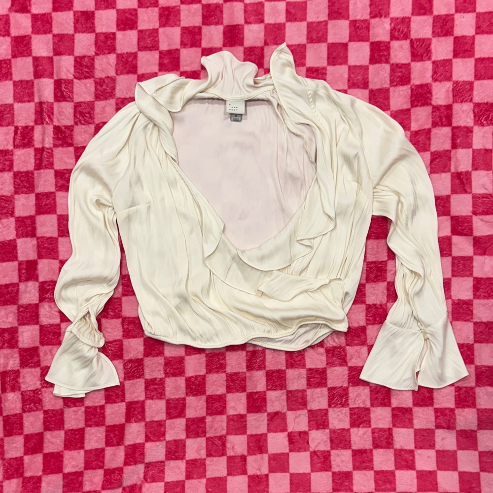 A New Day Elegant Cream Ruffle Blouse